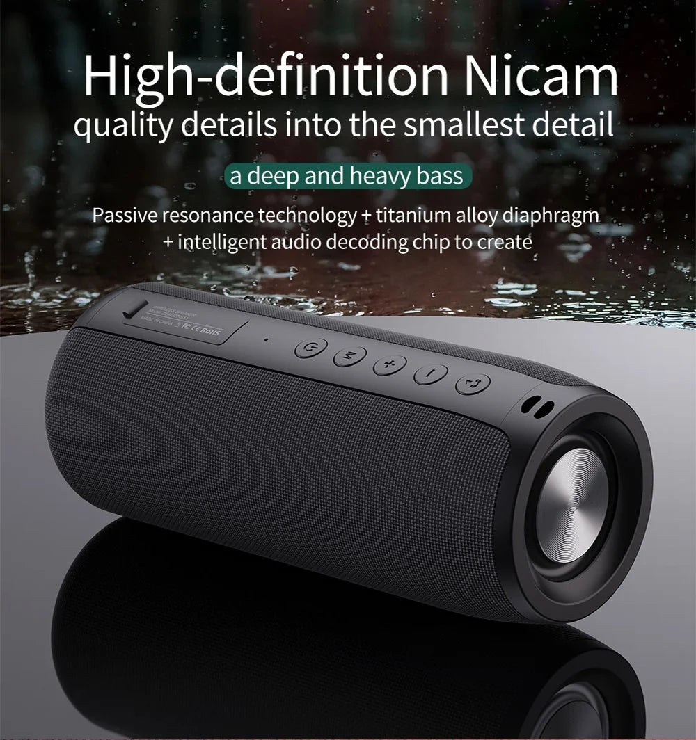 Waterproof Bluetooth Speaker, Portable Outdoor Wireless Speaker with Loud Stereo Sound,Black