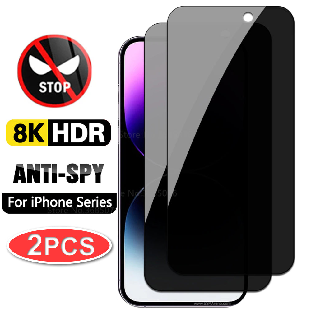 2X Iphone 15 14 13 12 11 Pro Max Privacy Antispy Tempered Glass Screen Protector