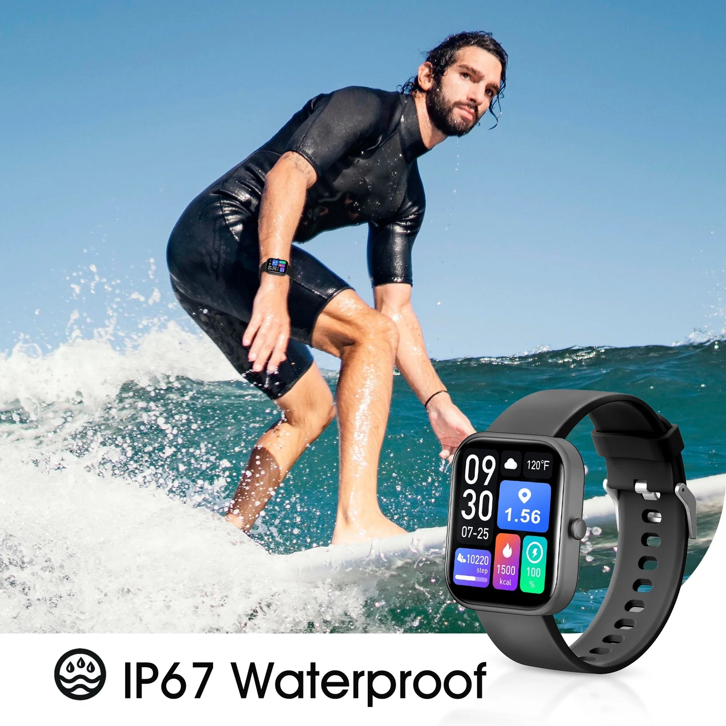 Doosl Smart Watch, IP68 Waterproof, Activity Tracker Pedometer, Smartwatch Compatible with IOS Android