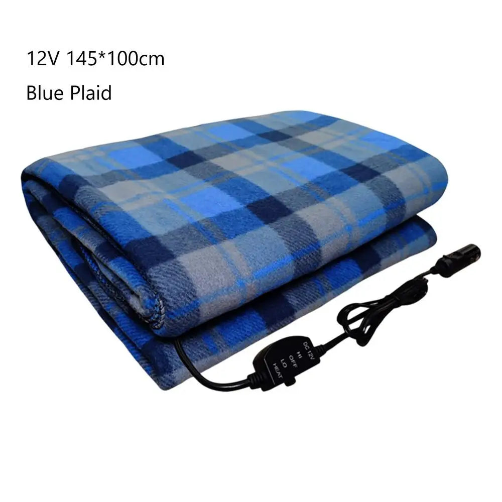 Car Heating Blanket 12V Cigarette Plug Travel Throw Blanket Winter Warm Camping Electric Blanket for RV Truck Car Accessories