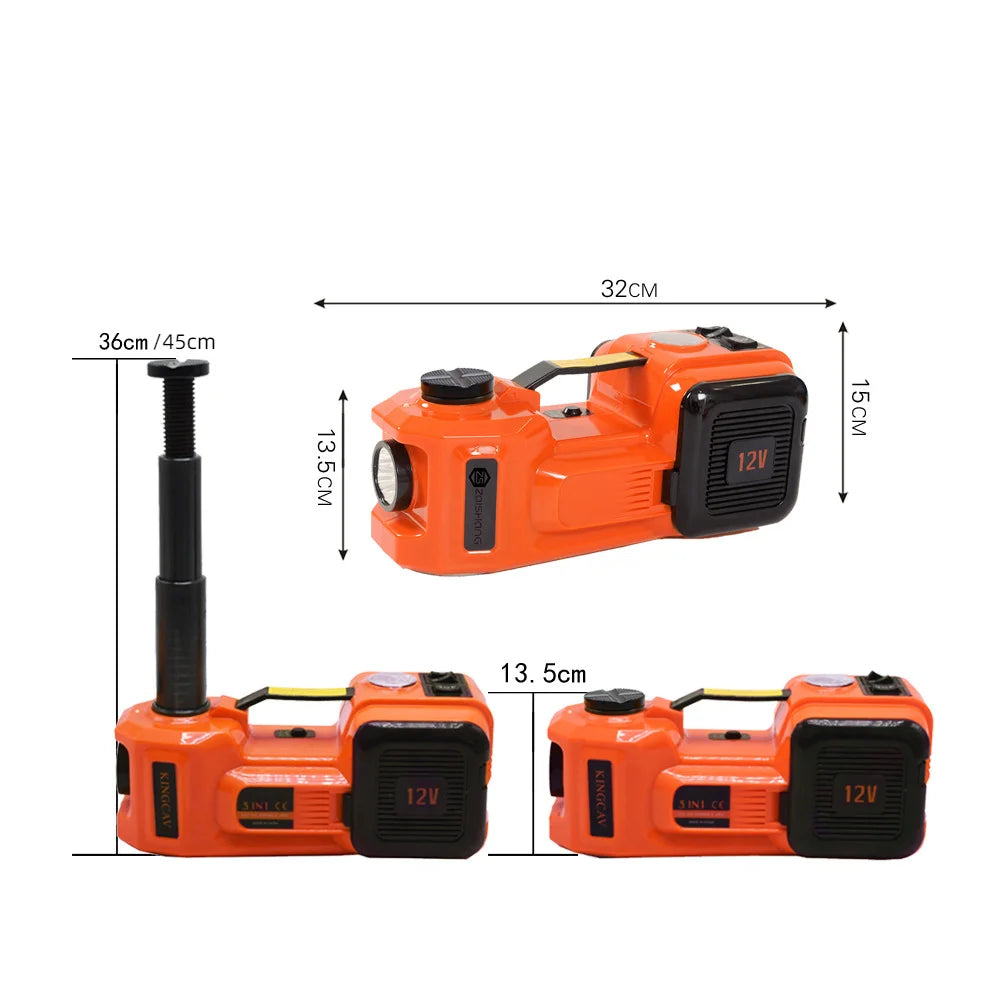 12V 5Ton Electric Car Hydraulic Jack with Tire Inflator Pump and LED Flashlight 3 in 1 Lift Jacks with Safe Hammer Tools for Car